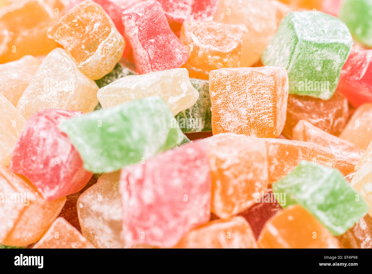 Turkish Delight Sweets With Powdered Sugar Close Up Stock Photo