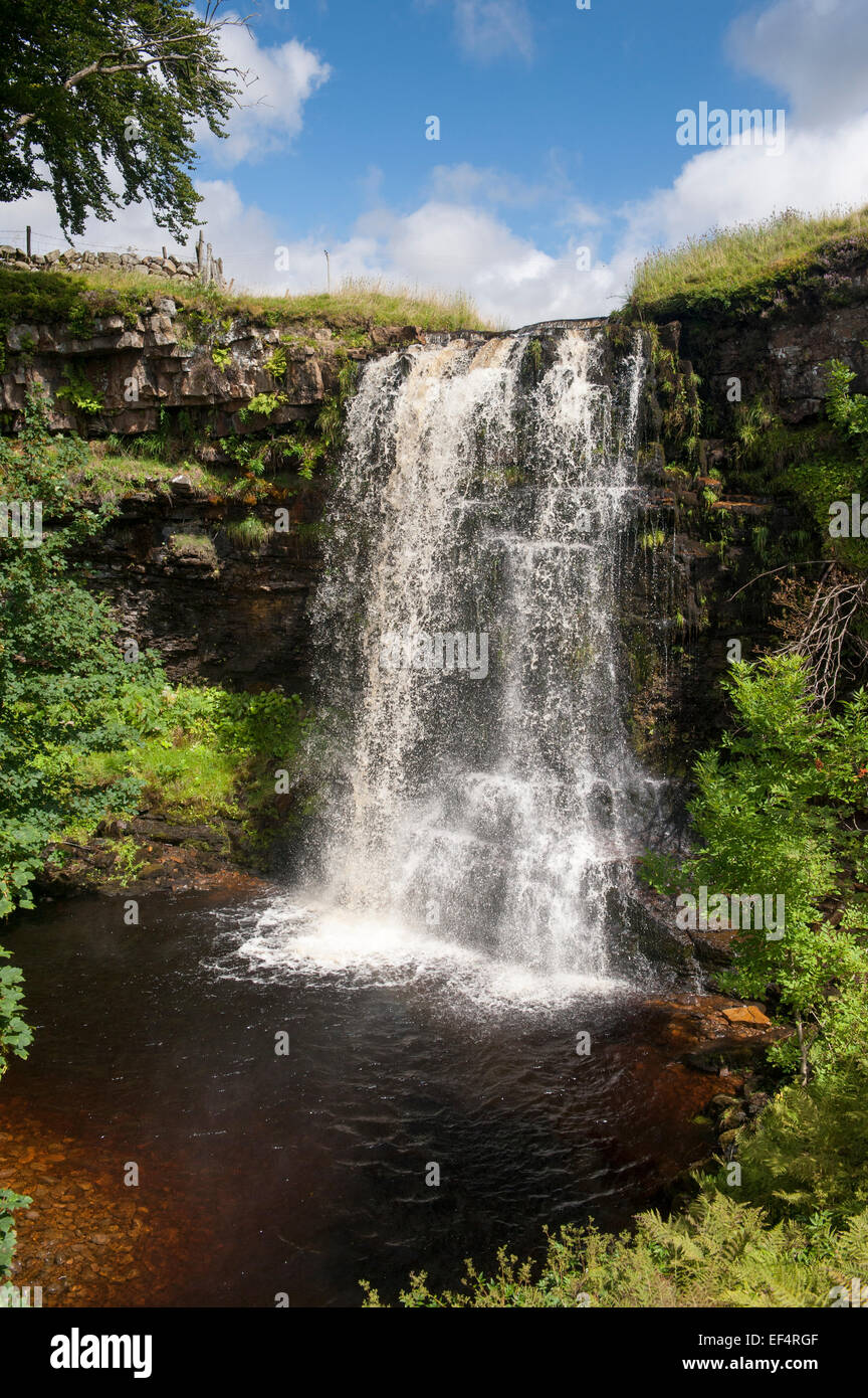 Hell Gill Force on the river Eden in Mallerstang, Cumbria, UK Stock Photo