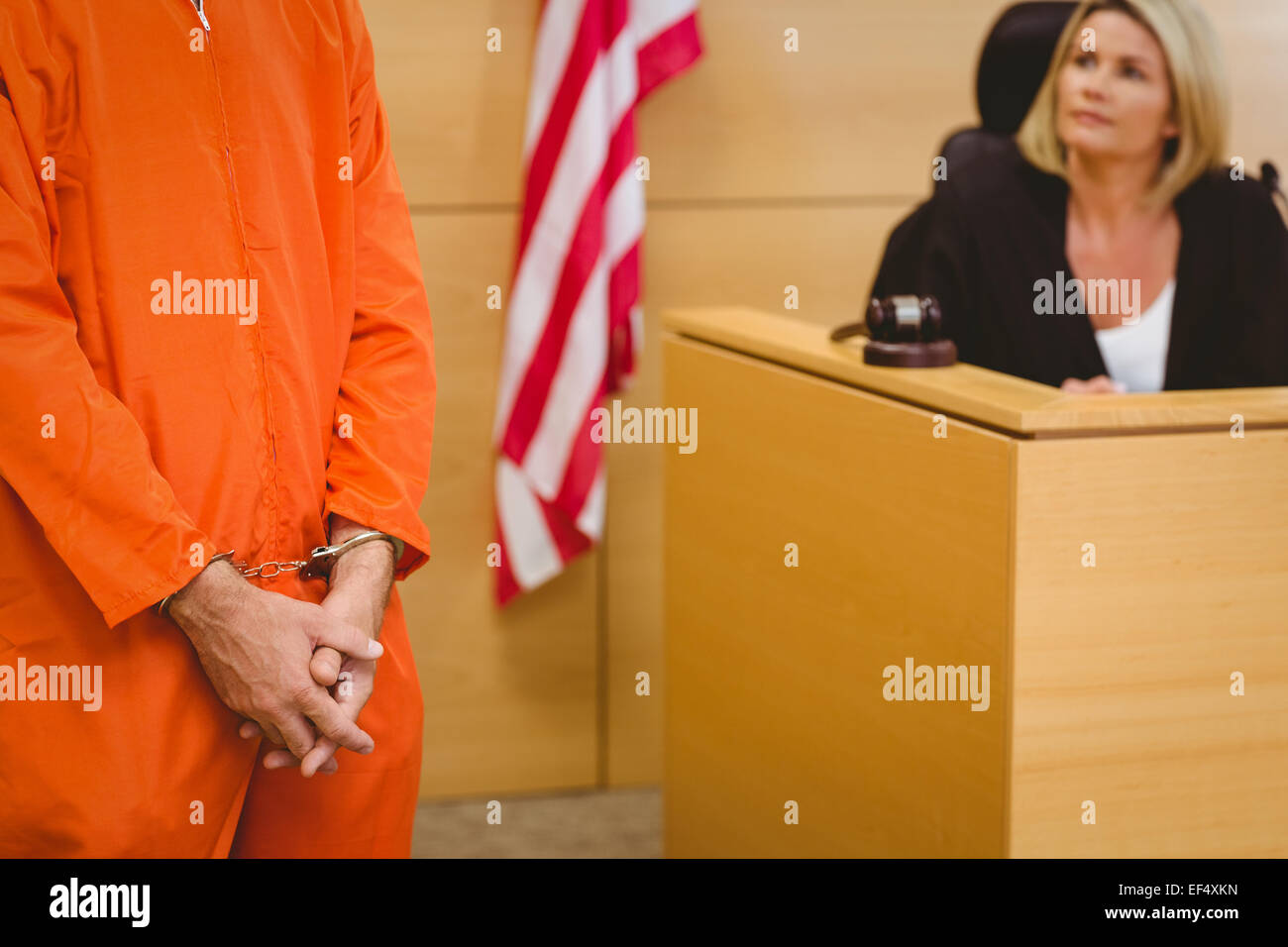 Judge looking the condemned prisoner Stock Photo