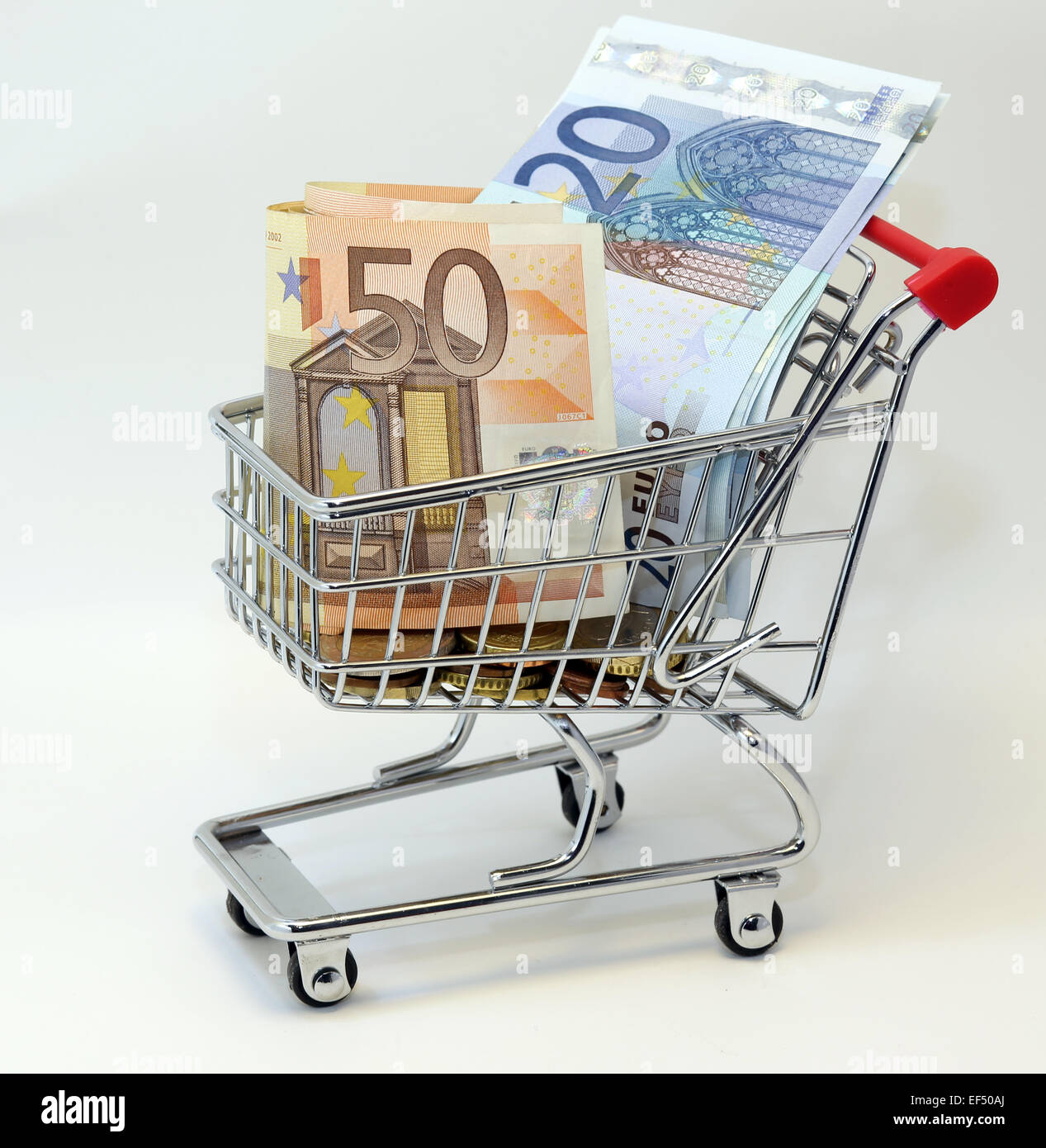 european shopping cart full of euro banknotes Stock Photo Alamy