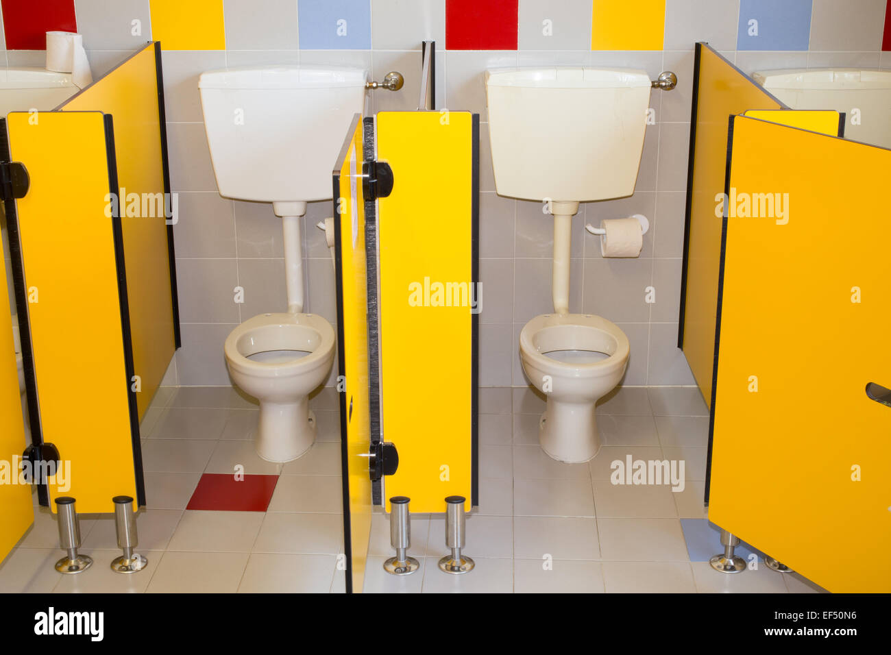 small bathroom of a preschool for children with water closet Stock Photo