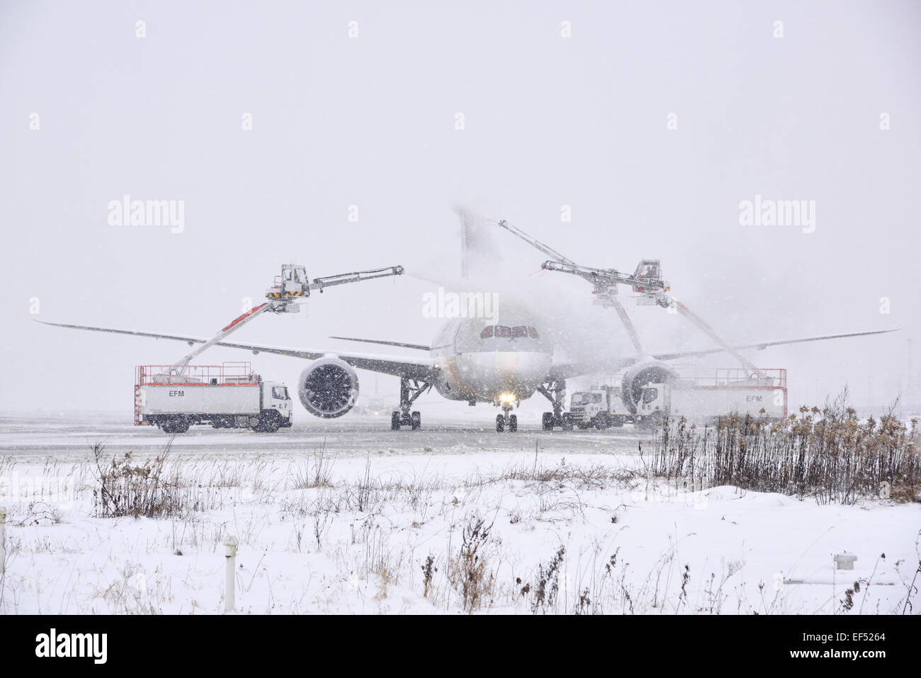 snowplow, snow, tractor, truck, airport, winter, Munich Airport, Erding, Freising, Munich, Bavaria, Germany, Europe Stock Photo