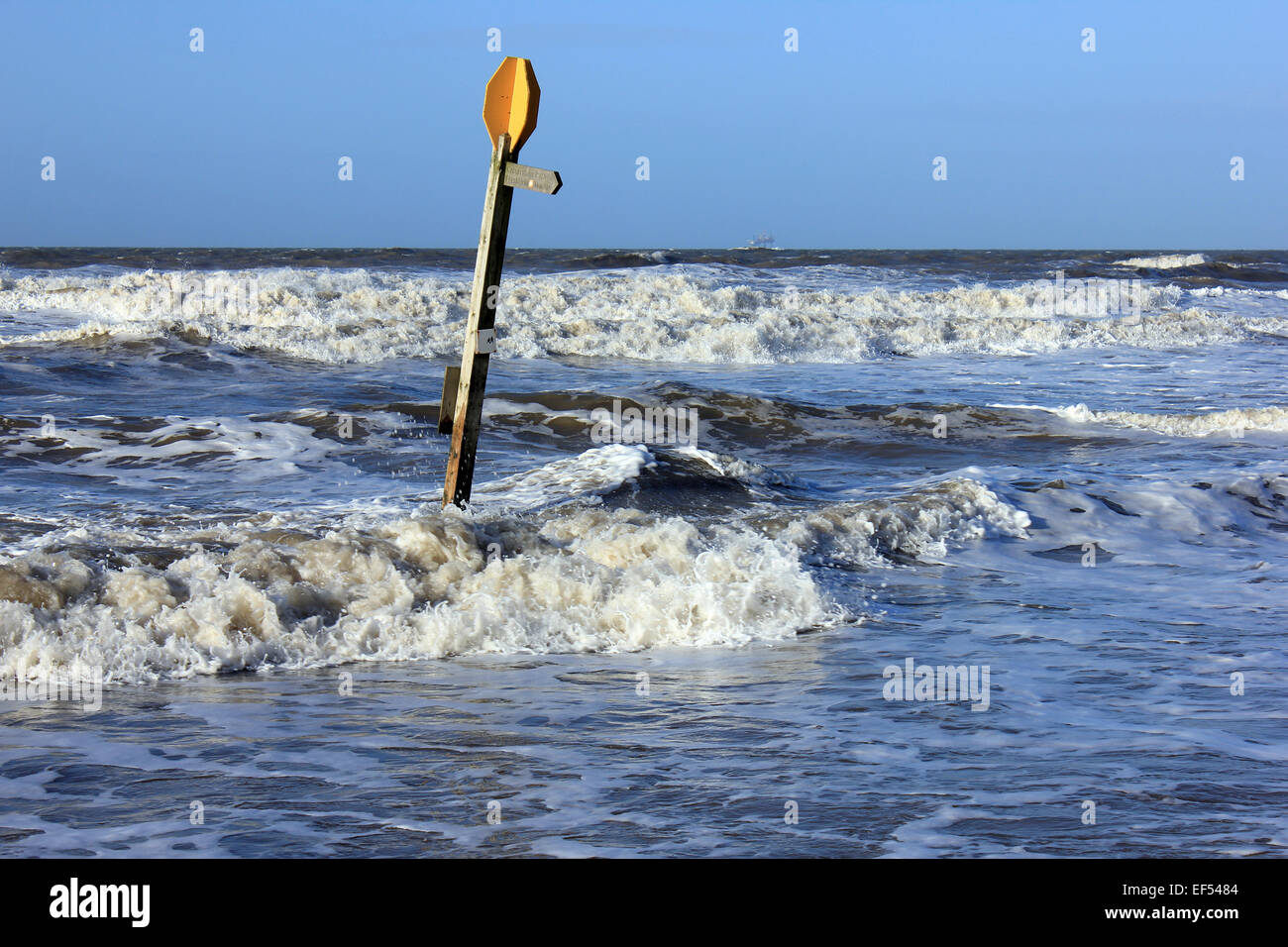 Winter High Tide At Formby Beach, Sefton Coast, Merseyside Stock Photo