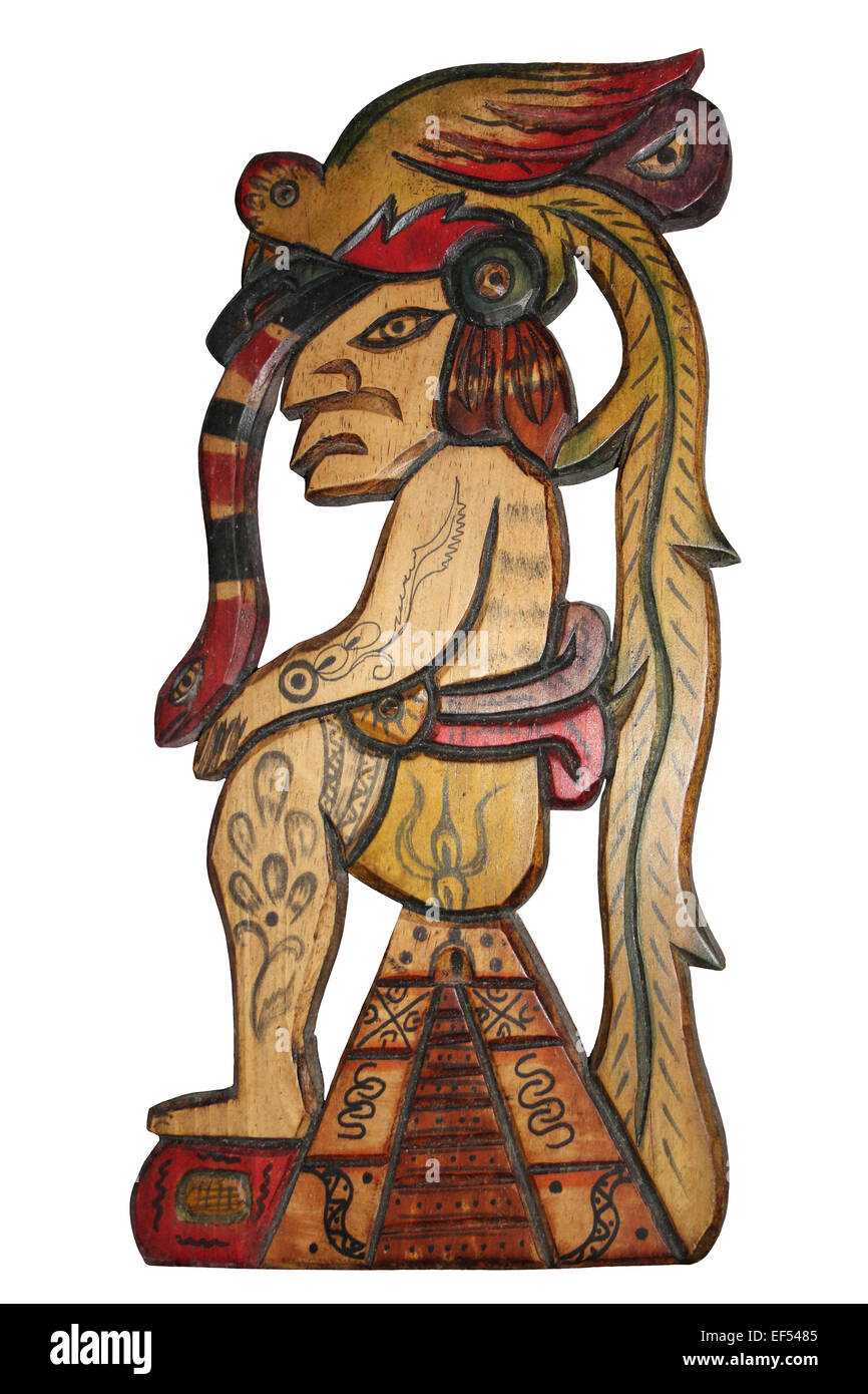 Guatemalan Mayan God Wood Carving Stock Photo