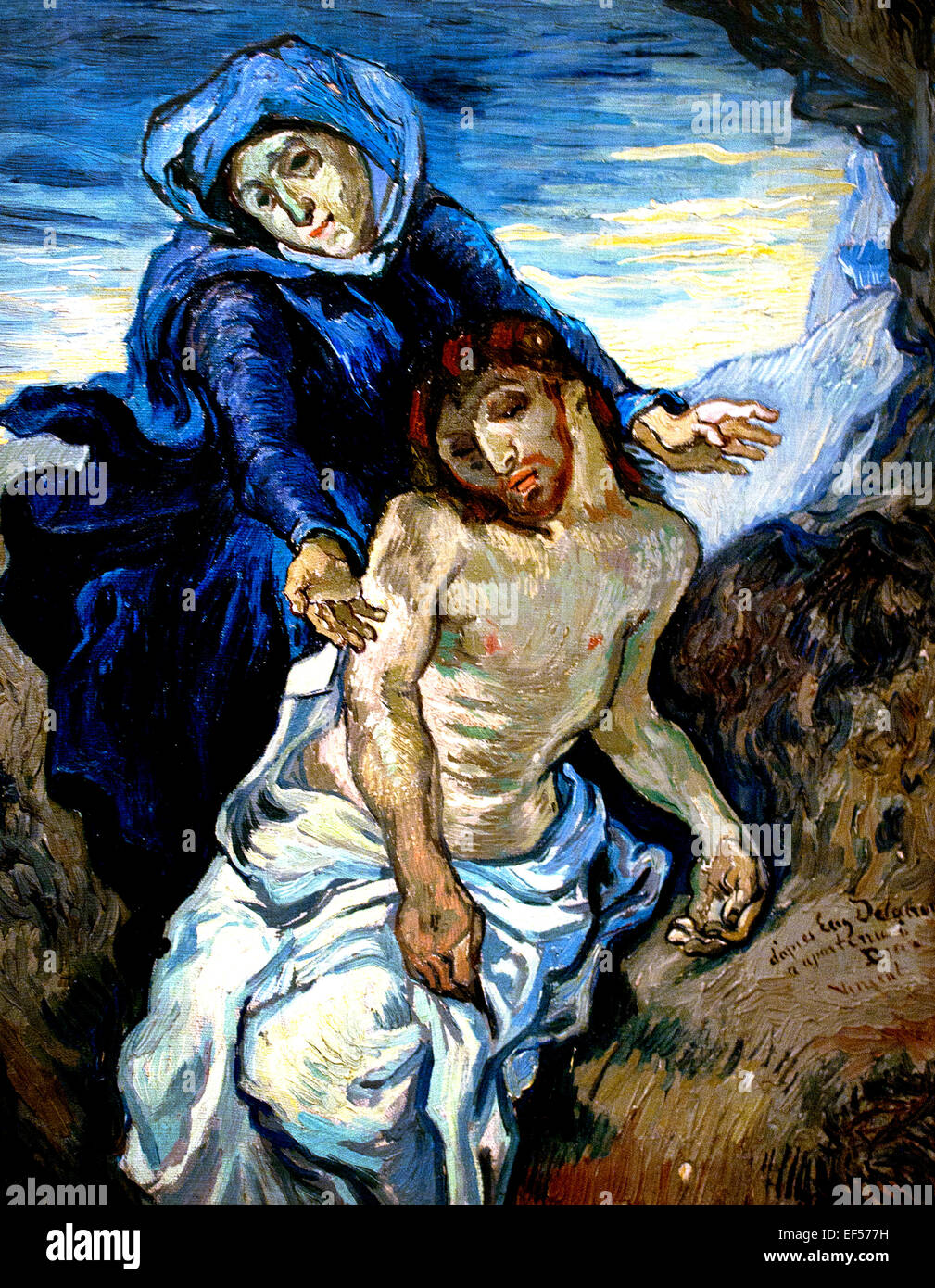 Pietà, after Delacroix (first version) 1889 Vincent van Gogh 1853-1890 Dutch Netherlands ( Vatican Collection of Modern Religious Art Rome Italy ) Stock Photo