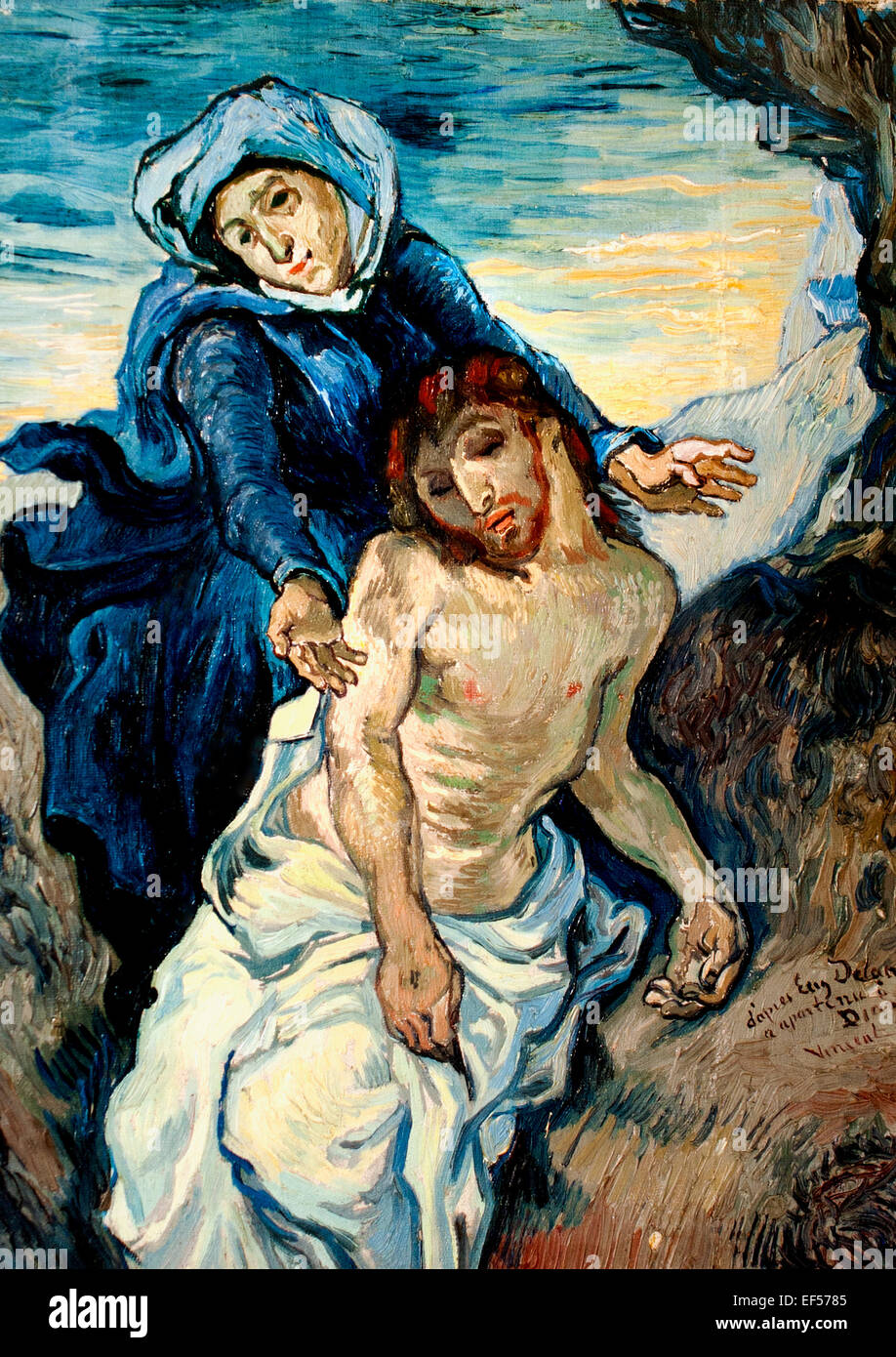 Pietà, after Delacroix (first version) 1889 Vincent van Gogh 1853-1890 Dutch Netherlands ( Vatican Collection of Modern Religious Art Rome Italy ) Stock Photo