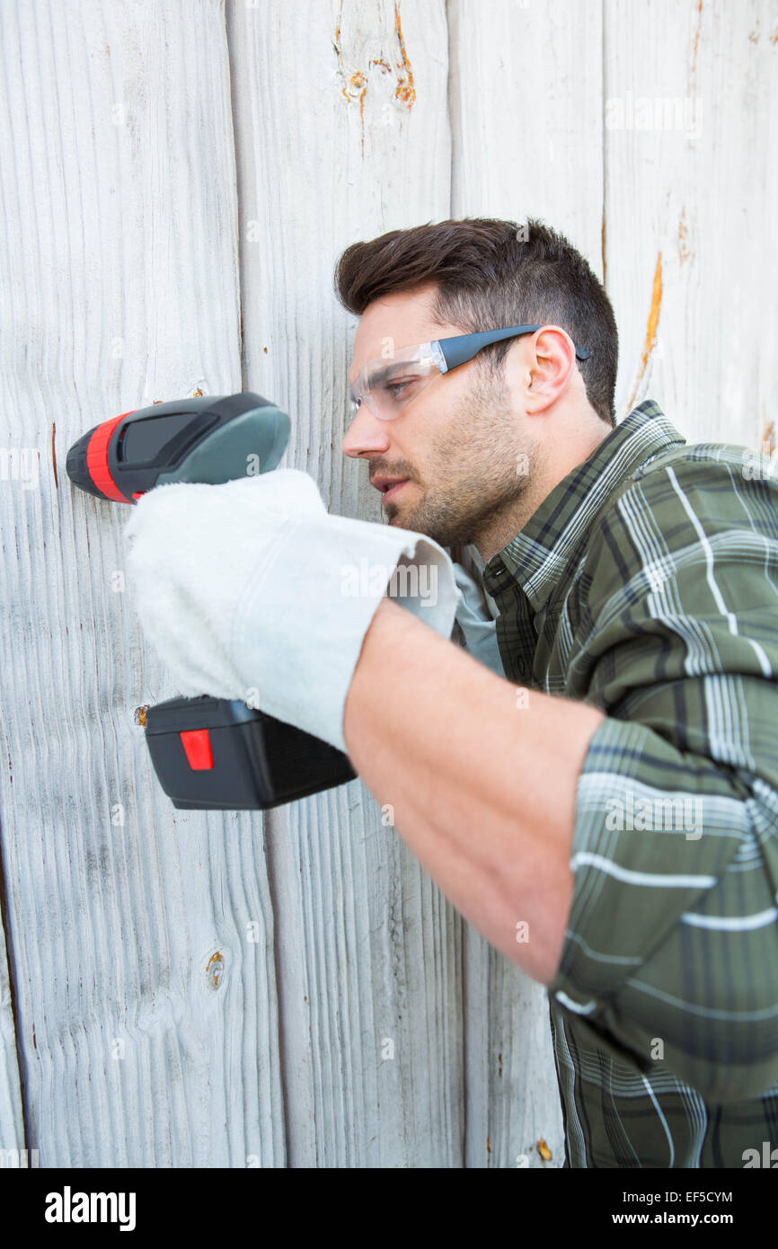 Carpenter using hand drill hi-res stock photography and images - Alamy