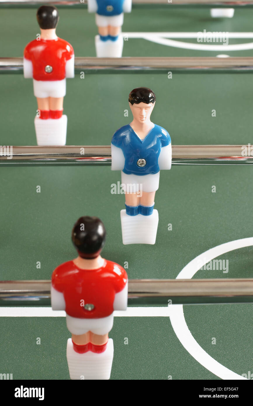 Table football players selective focus on blue player Stock Photo Alamy