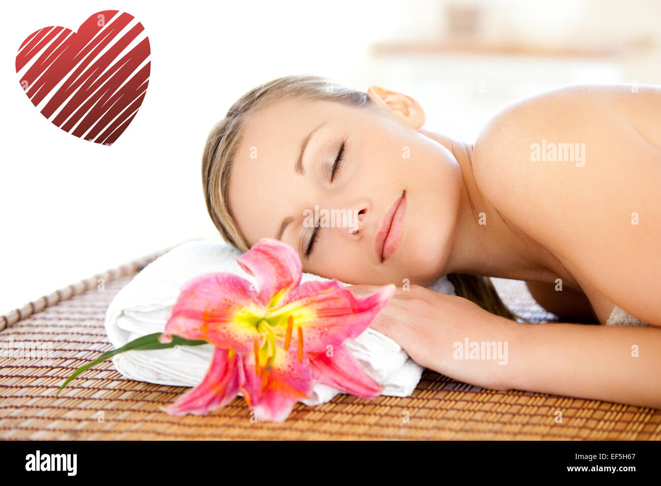 Composite image of portrait of a cute woman having a massage Stock Photo
