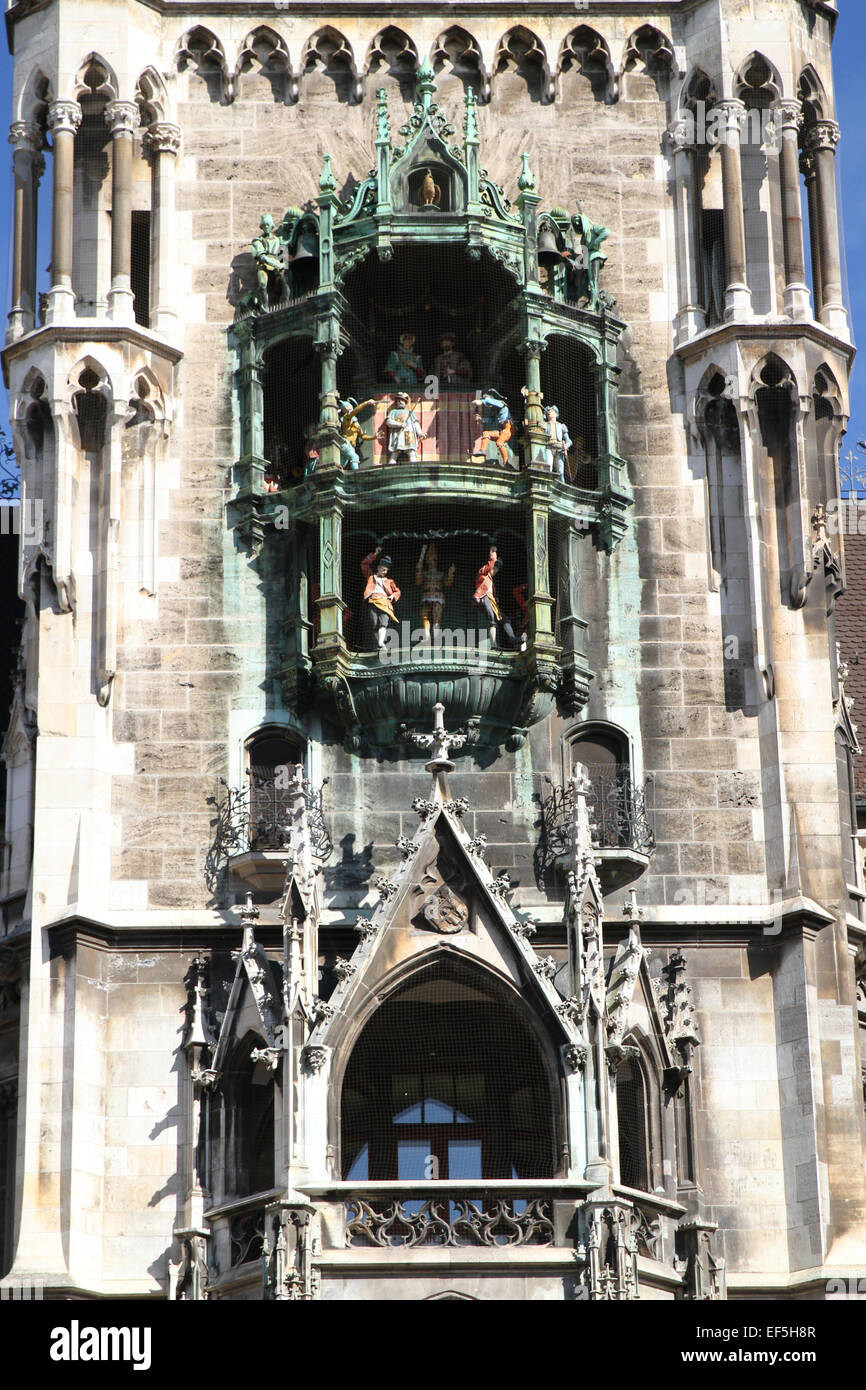 THE GLOCKENSPIEL MARIENPLATZ MUNICH GERMANY 17 March 2014 Stock Photo