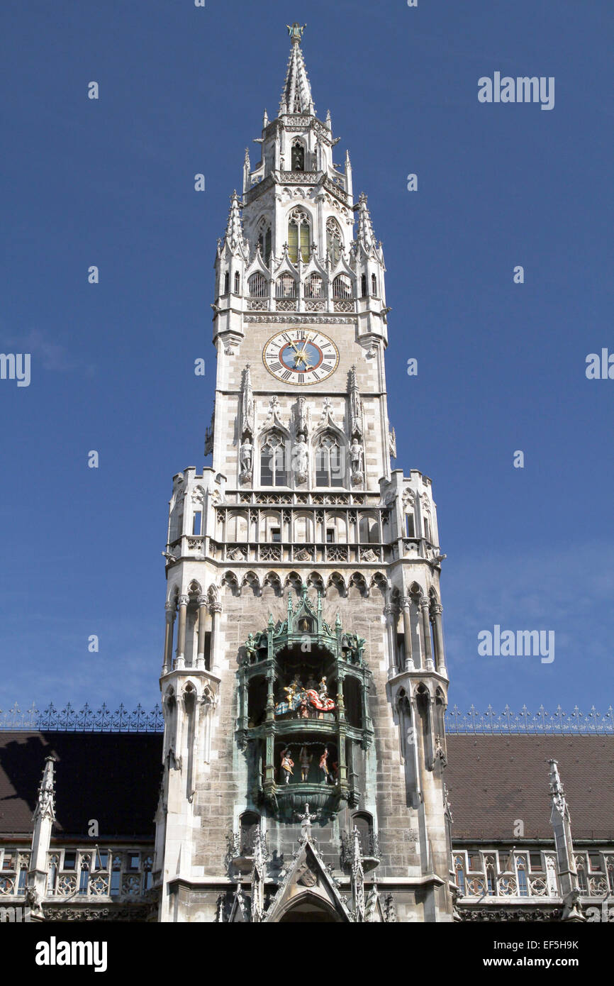 THE GLOCKENSPIEL & CLOCK TOWER MARIENPLATZ MUNICH GERMANY 17 March 2014
