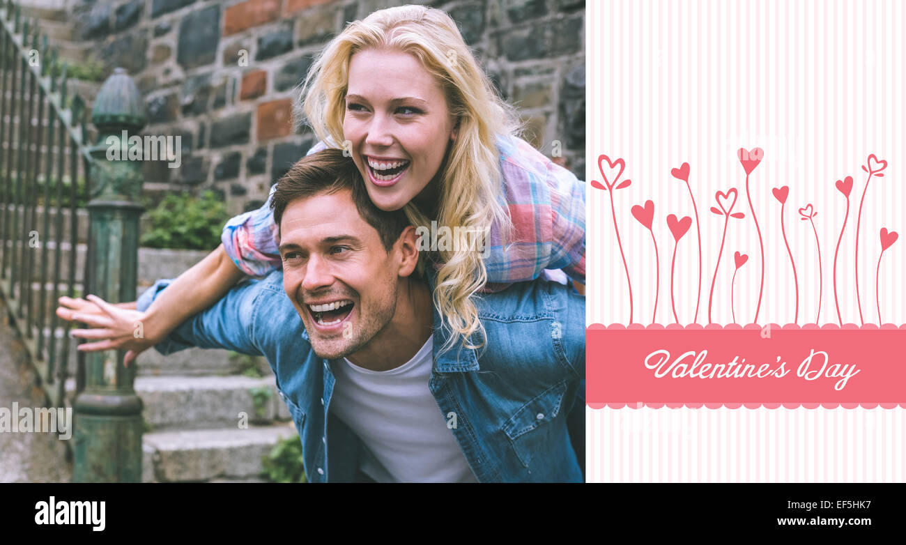 Composite image of hip young couple having fun Stock Photo - Alamy
