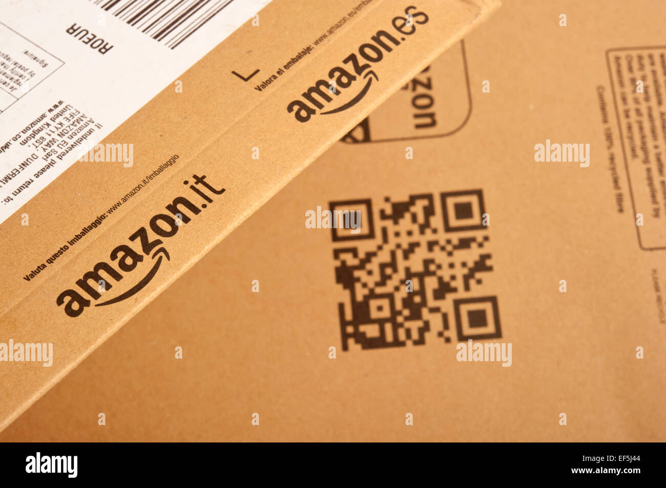 Amazon cardboard packages Stock Photo Alamy