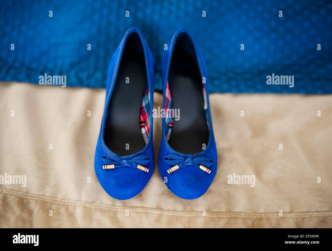 Female elegance bridal blue shoes Stock Photo Alamy
