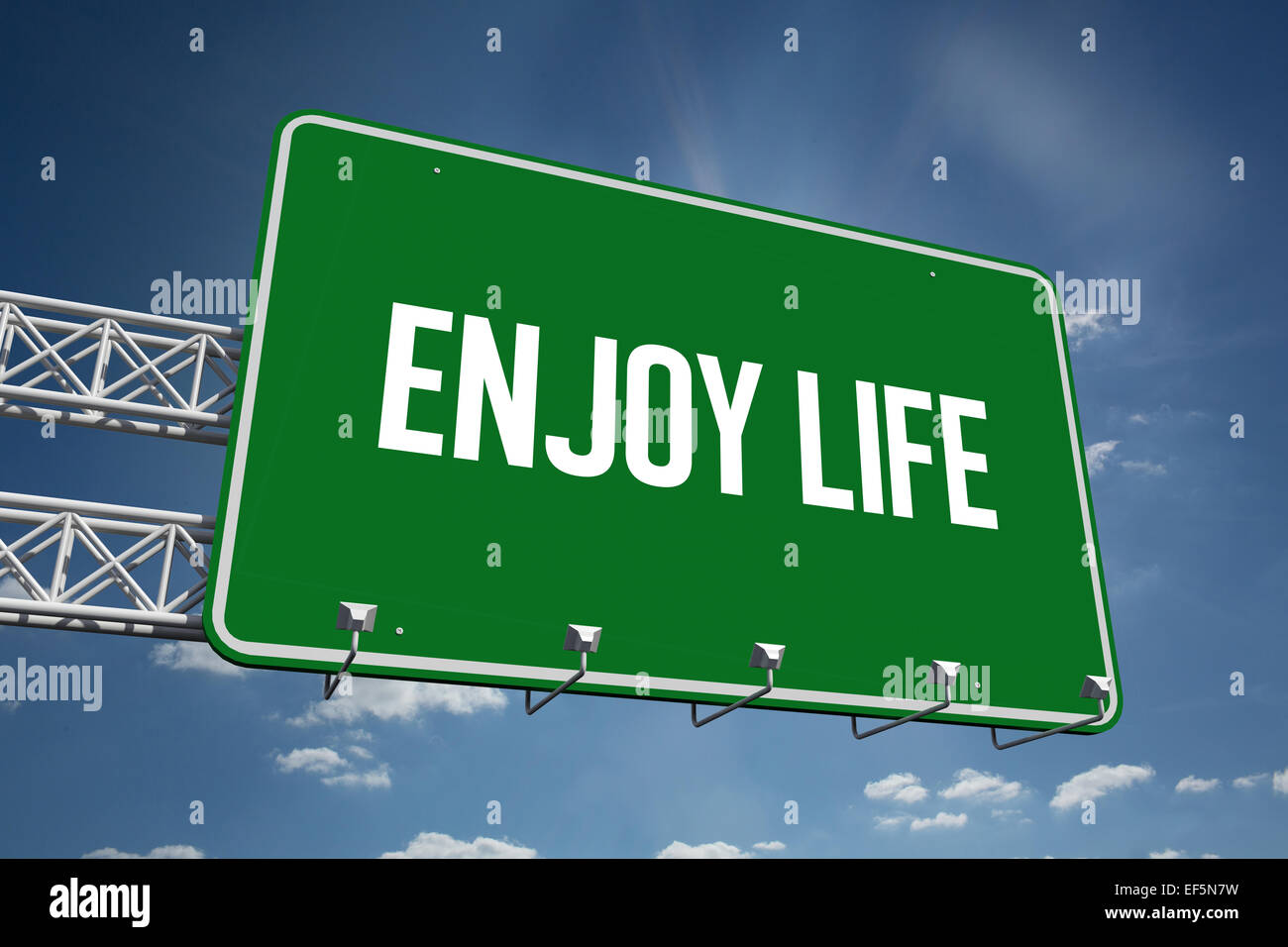 Enjoy life against cloudy sky with sunshine Stock Photo