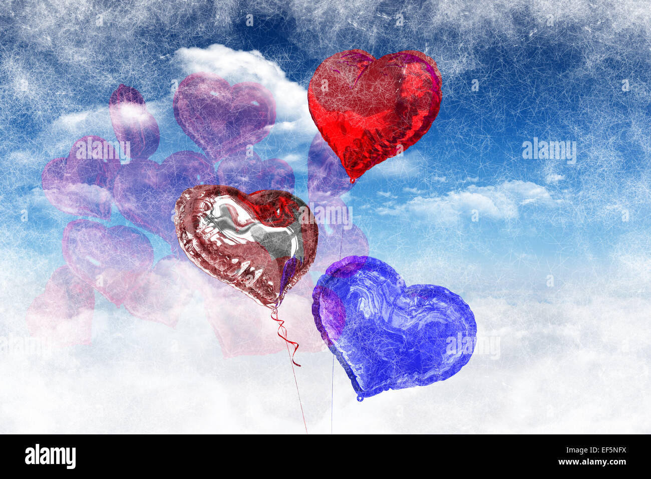 Composite image of heart balloons Stock Photo