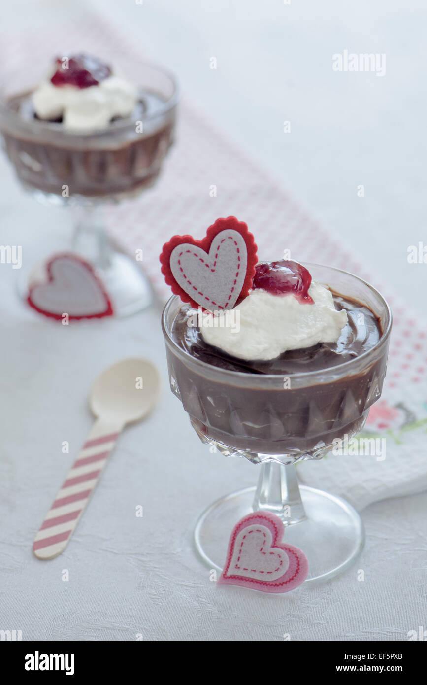 Dark Chocolate Pudding Stock Photo