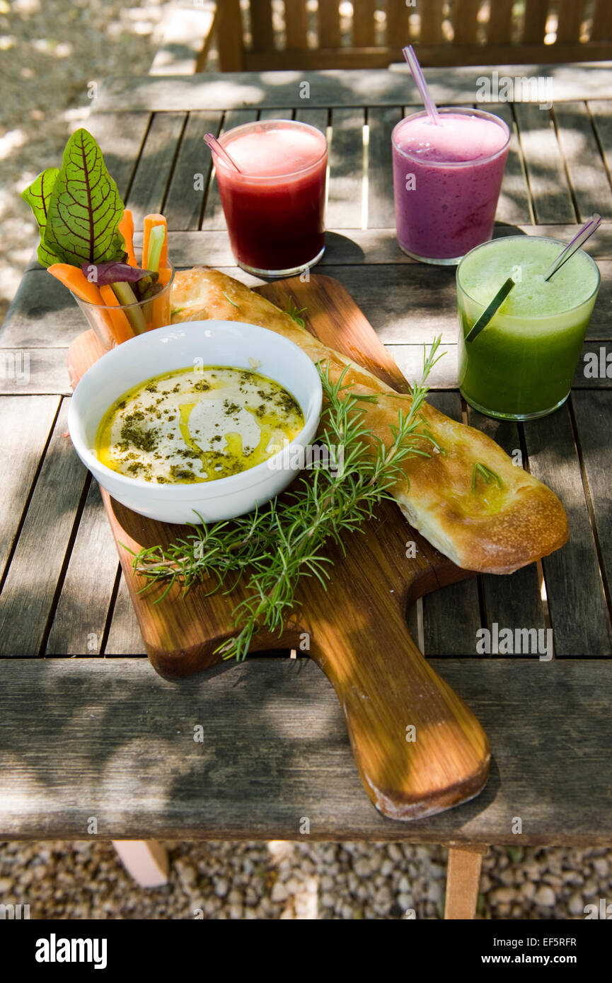 Healthy Lunch at Restaurant, Ibiza, Spain Stock Photo