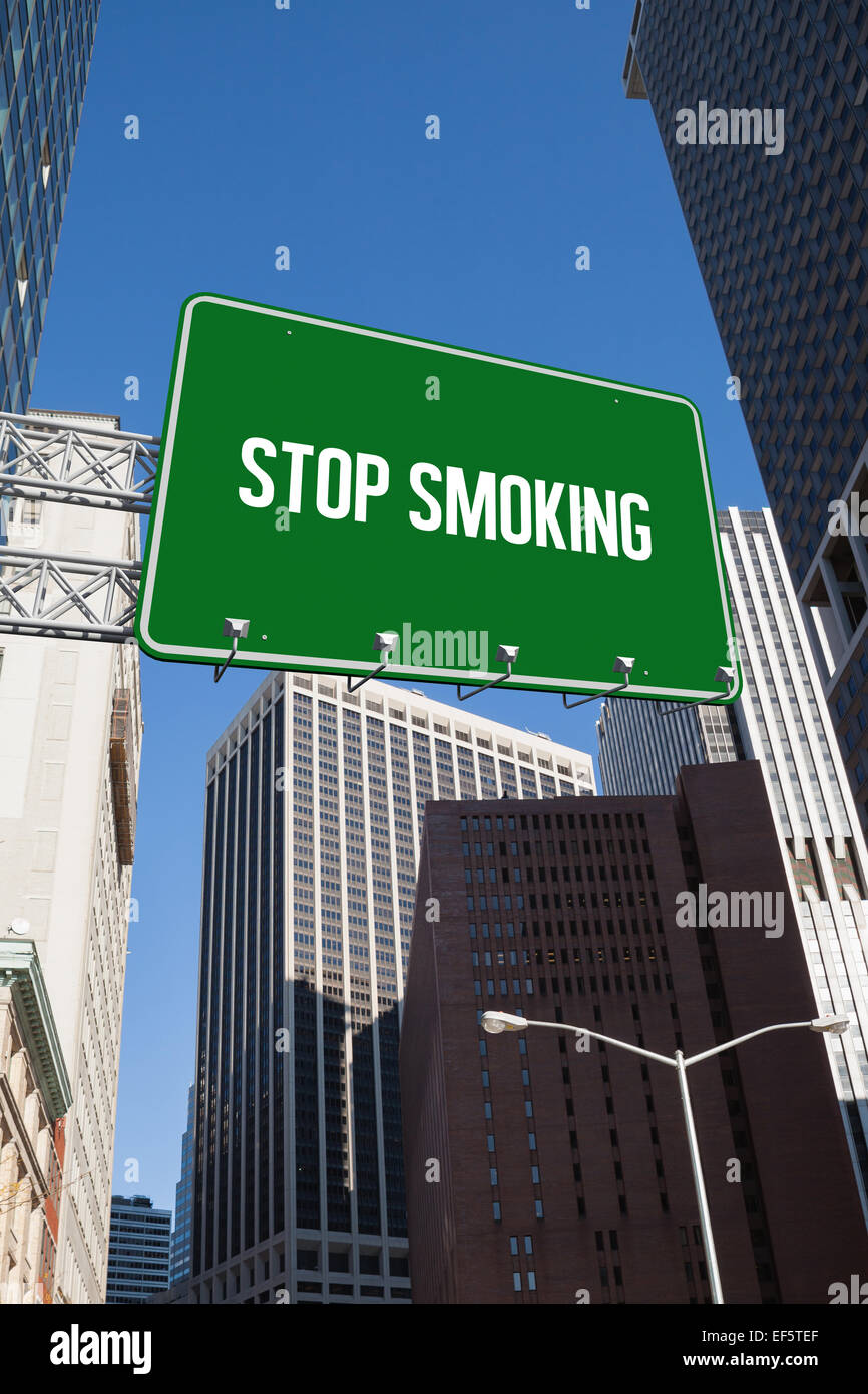 Stop smoking against new york Stock Photo Alamy