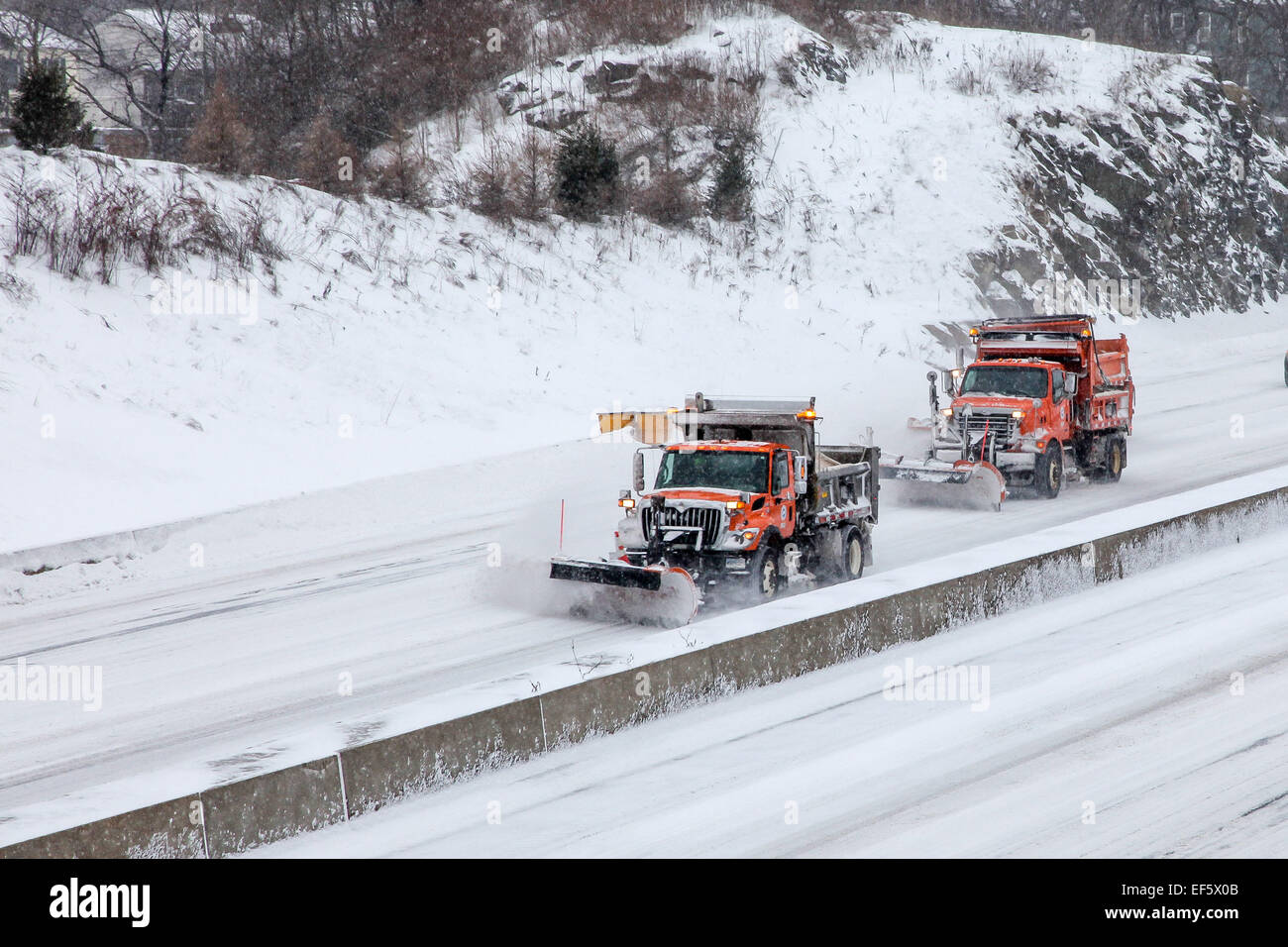 Snow plow plowing highway hires stock photography and images Alamy