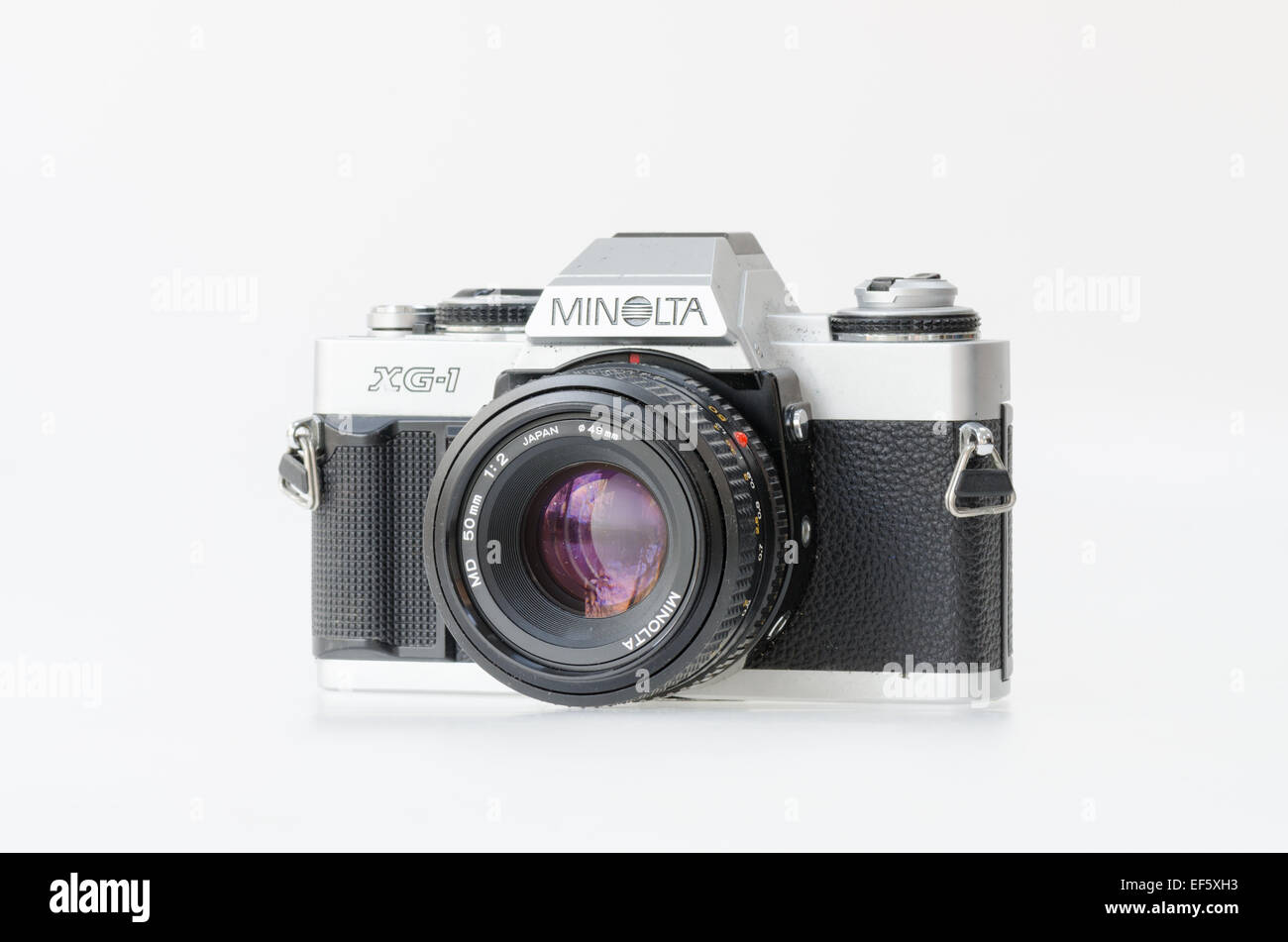 Minolta XG-1 35mm film slr on a white background Stock Photo