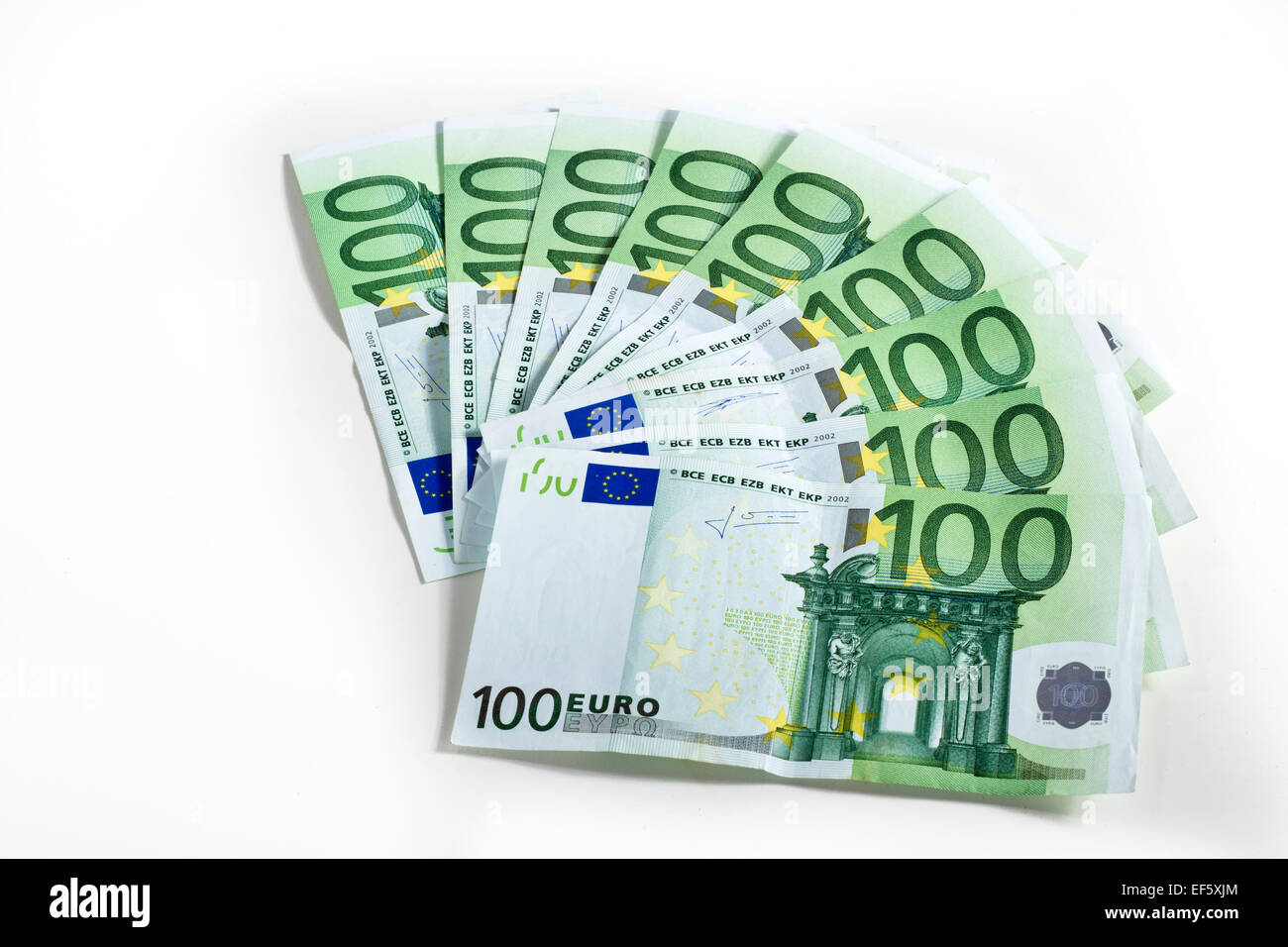 hundreds of euro banknotes isolated on white background Stock Photo - Alamy