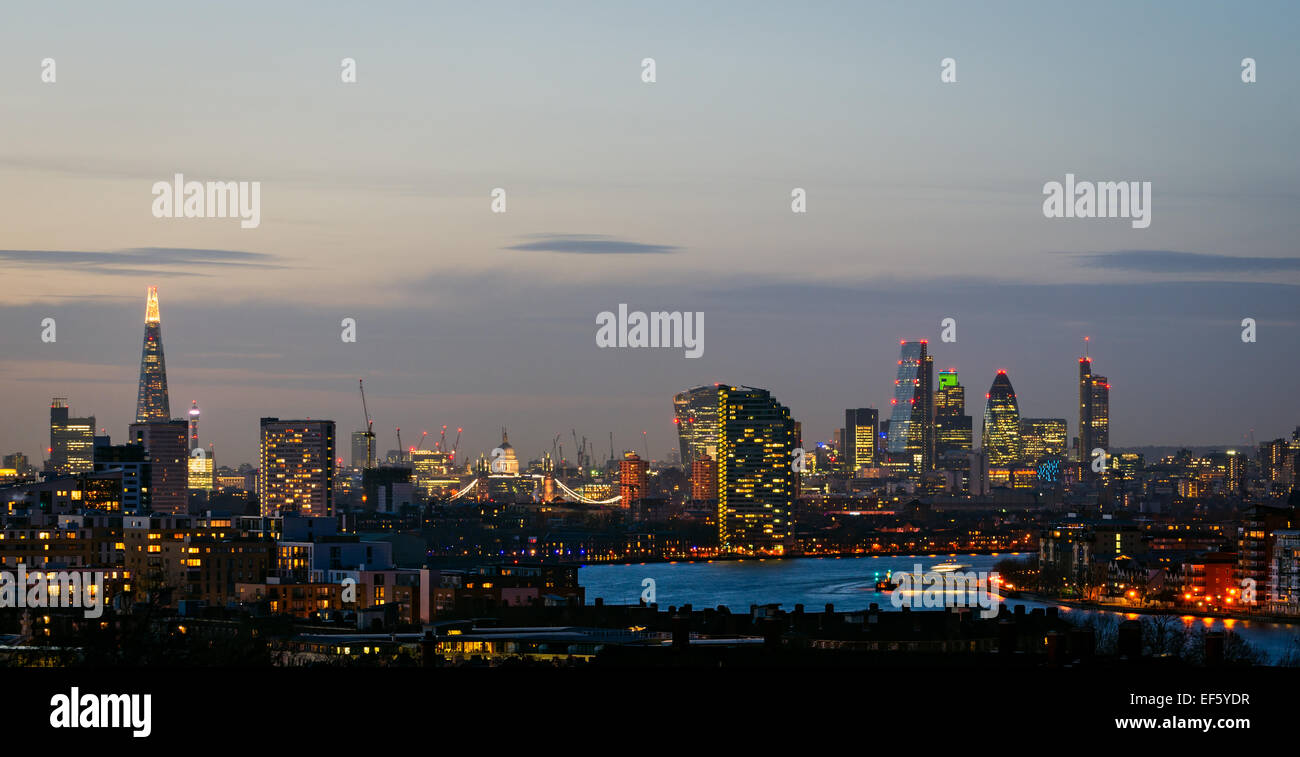 London, skyline from Greenwich Stock Photo