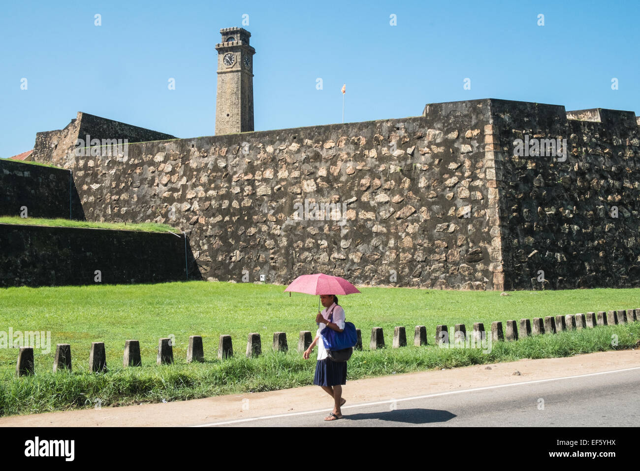 At clock tower at Dutch Fort,Old Town of Galle,Sri Lanka.Sri Lanka