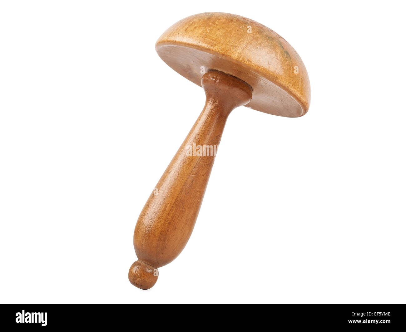 wooden mushroom sock darner isolated on white background, studio shot Stock Photo
