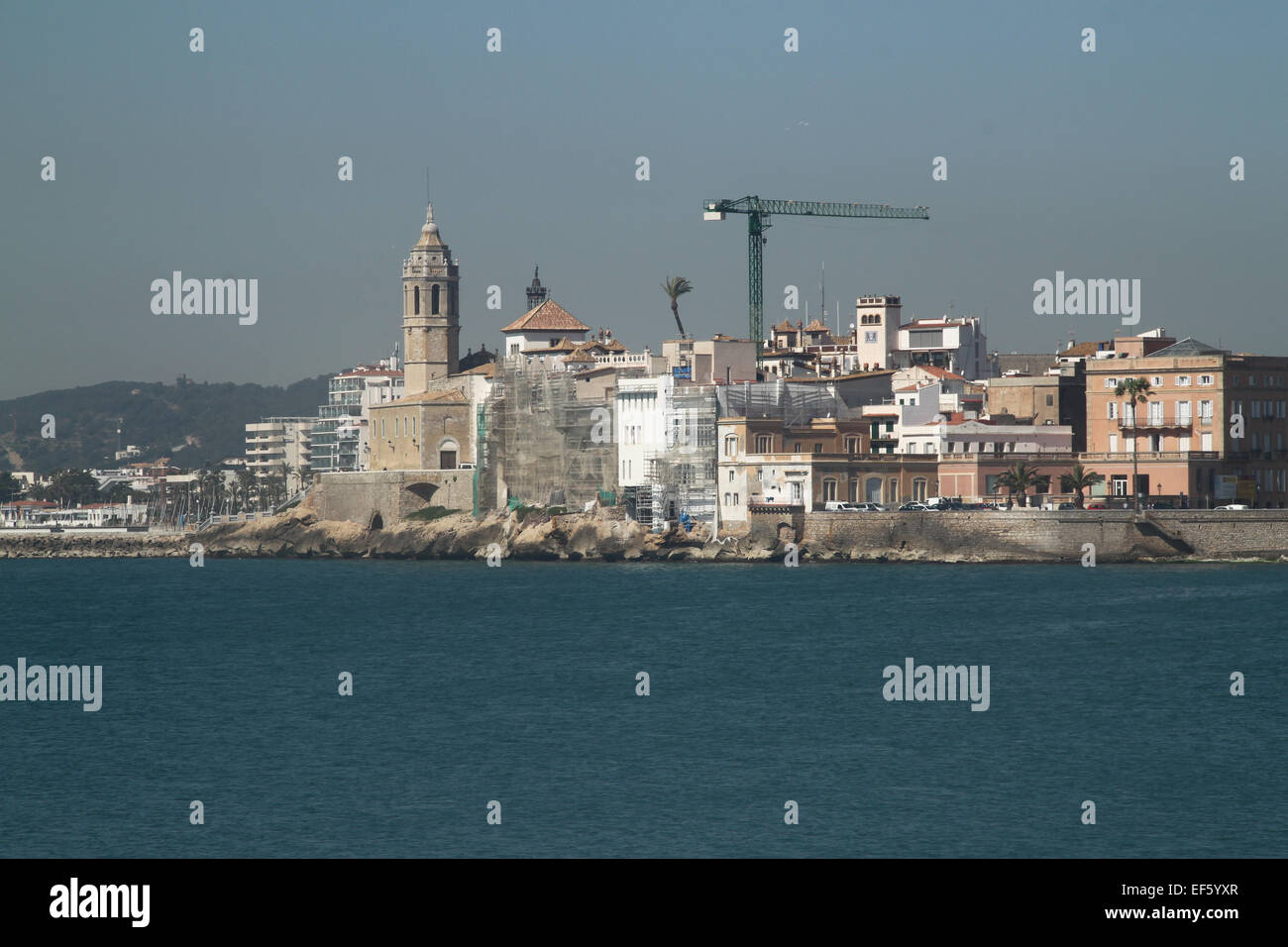 View of Sitges, near Barcelona, Catalonia Stock Photo