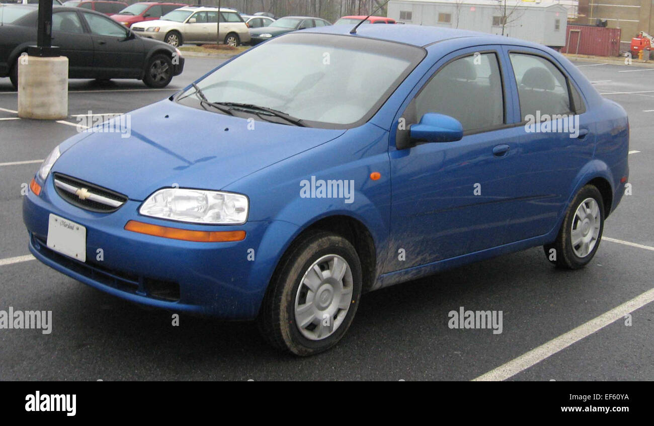 2009 Chevrolet Aveo LT in Blue - Drivers Side Profile Stock Photo