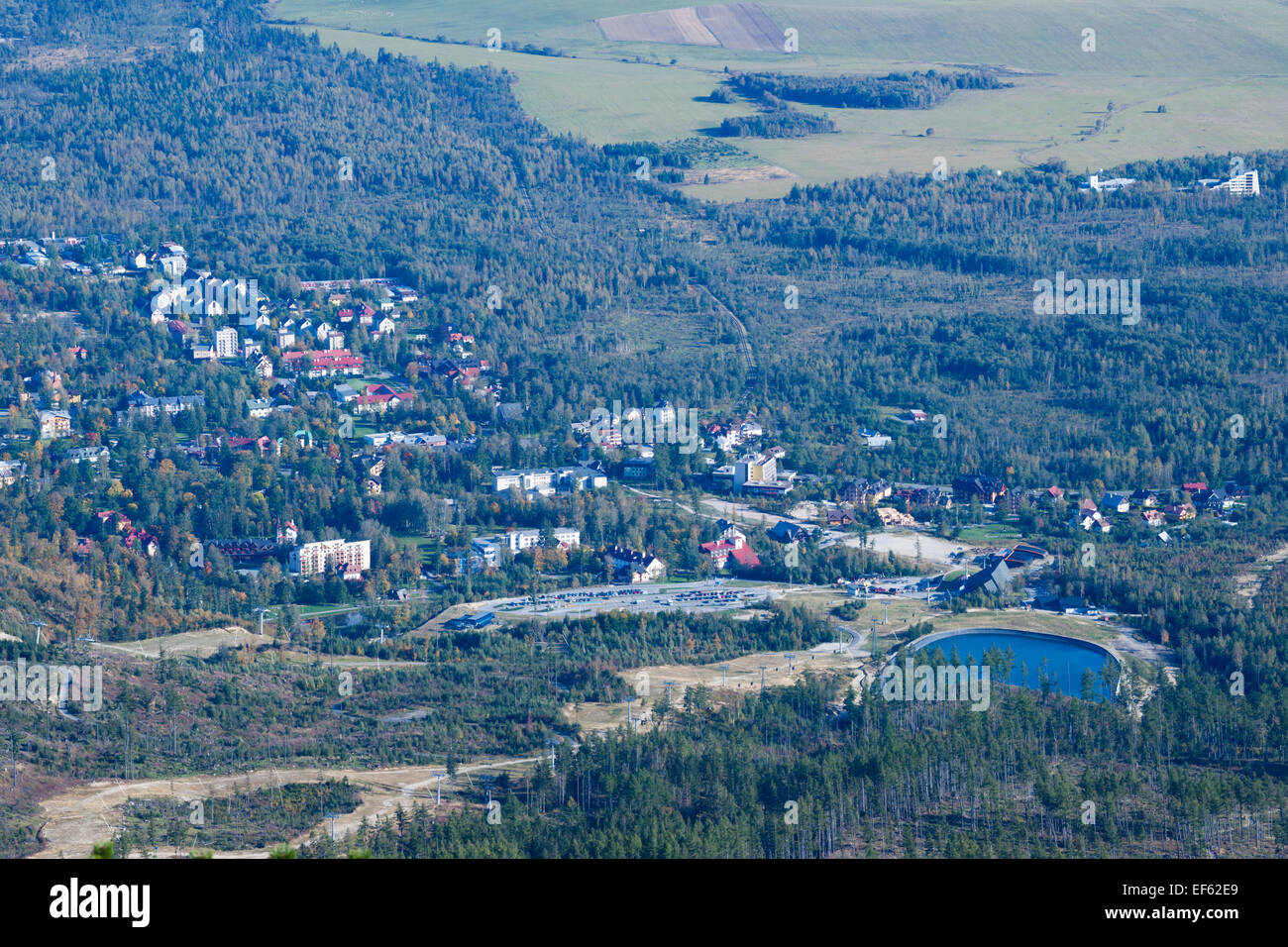 View of valley below Skalnate Pleso Mountain in the High Tatra Mountains, Slovakia, Central Europe Stock Photo