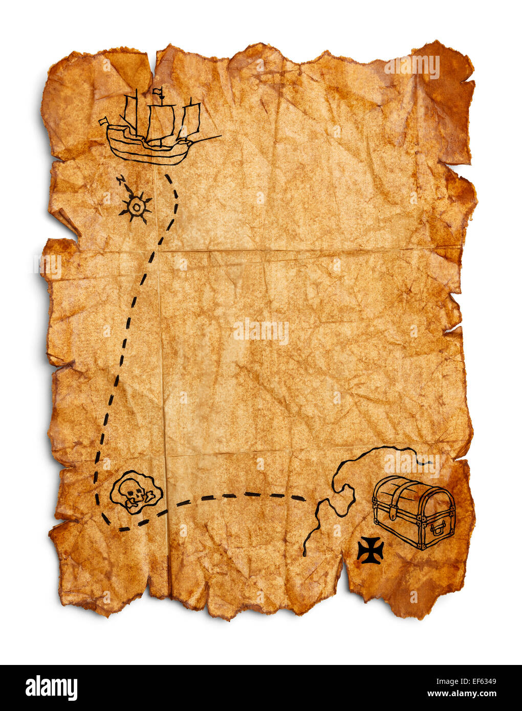 Old pirates treasure map scroll hi-res stock photography and