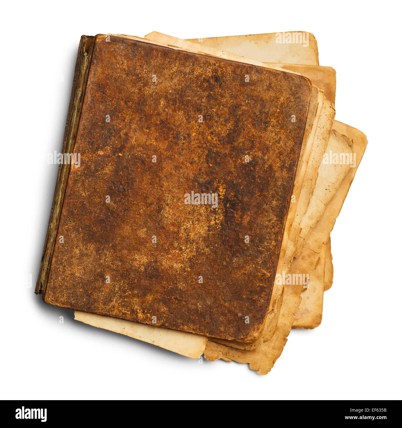 Closed Old Book Messy With Copy Space Isolated on White Background. Stock Photo