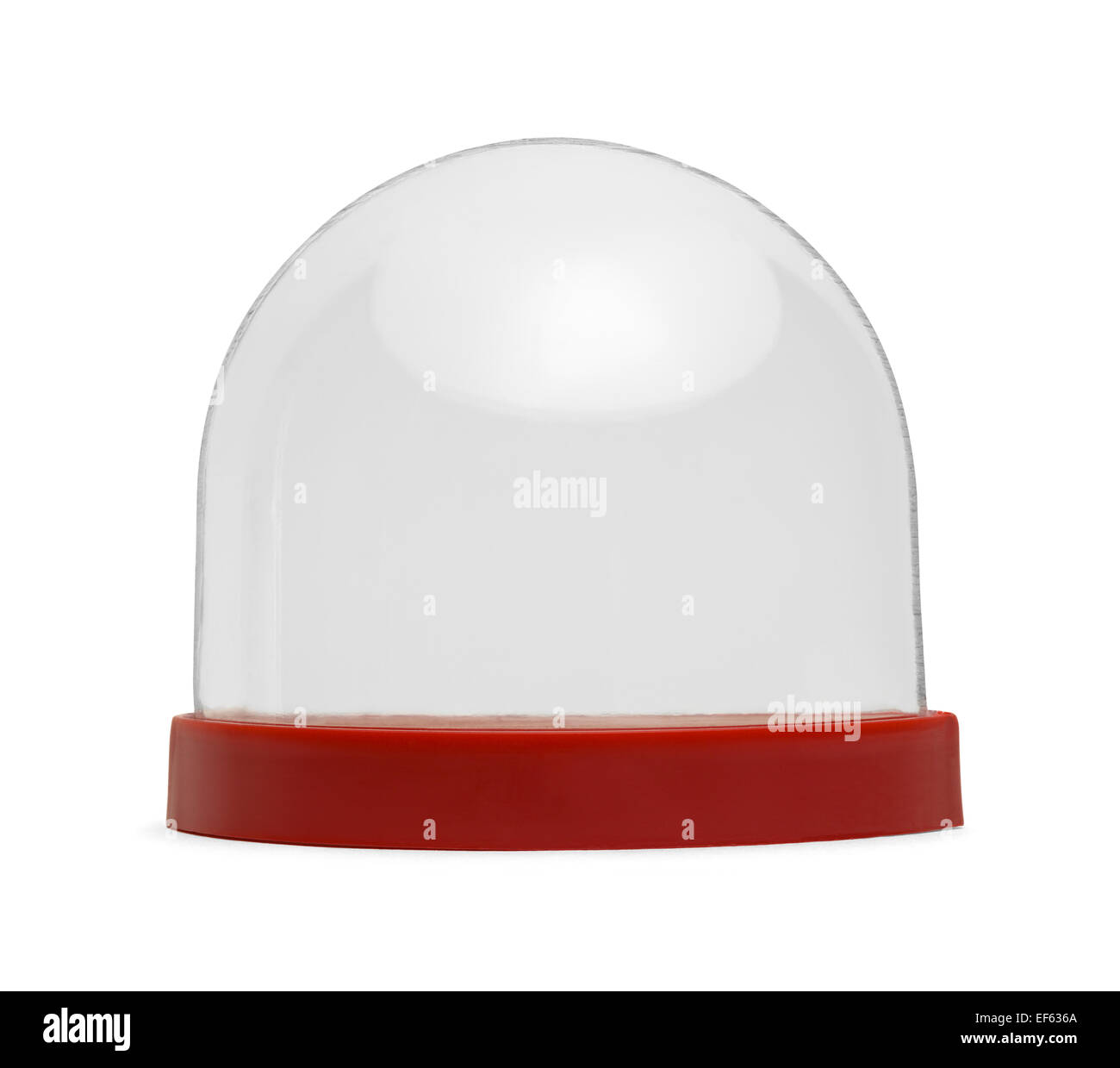 Red Plastic Snow Globe With Copy Space Isolated on White Background. Stock Photo
