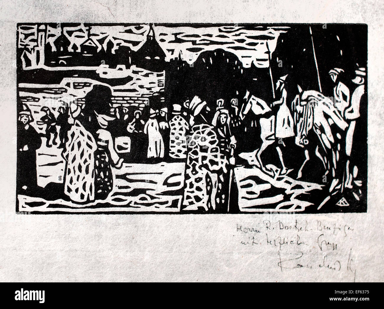 Sonntag-Altrussisch - Sunday Old Russian 1904 Wassily Kandinsky 1866-1944 Russian Russia ( Vatican Collection of Modern Religious Art Rome Italy ) Woodcut on paper Stock Photo