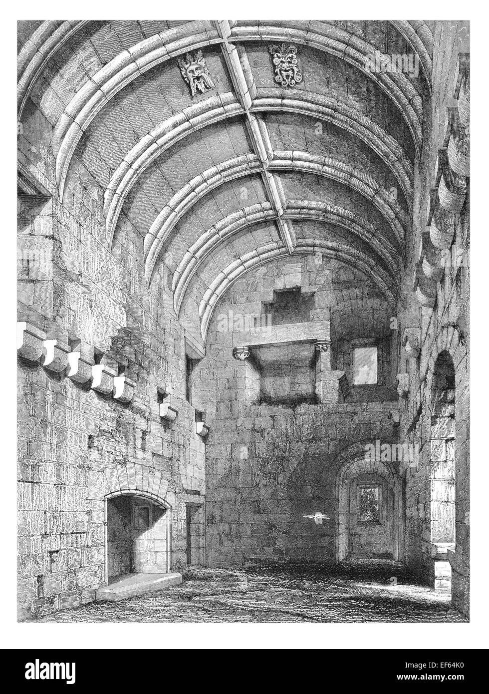 1852 The Hall Medieval Castle Campbell  Gloom Dollar Glen Clackmannanshire Scotland Stock Photo