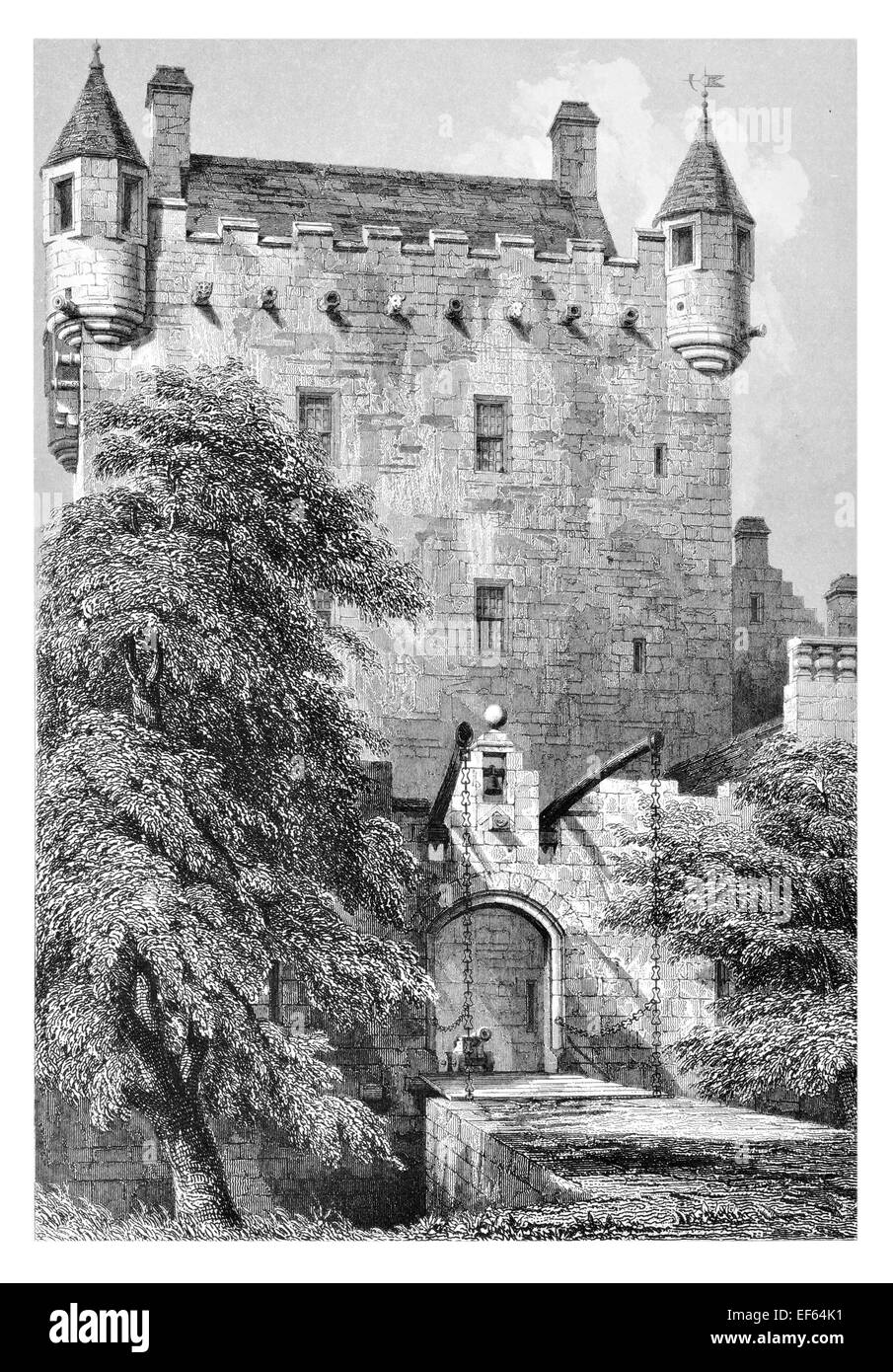 1852 Entrance to Cawdor Castle Nairn Invernessshire Scotland Scottish