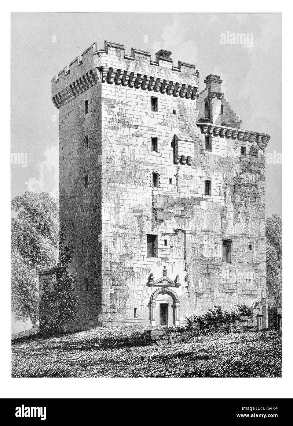 1852 Clackmannan Tower King's Seat Hill, Clackmannanshire, Central Scotland. Firth of Forth Stock Photo