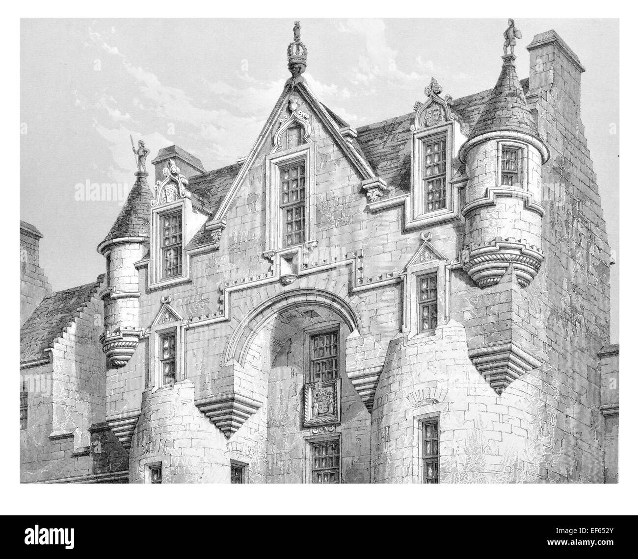 1852 Central Gable Fyvie Baronial style Castle Turriff in Aberdeenshire Stock Photo