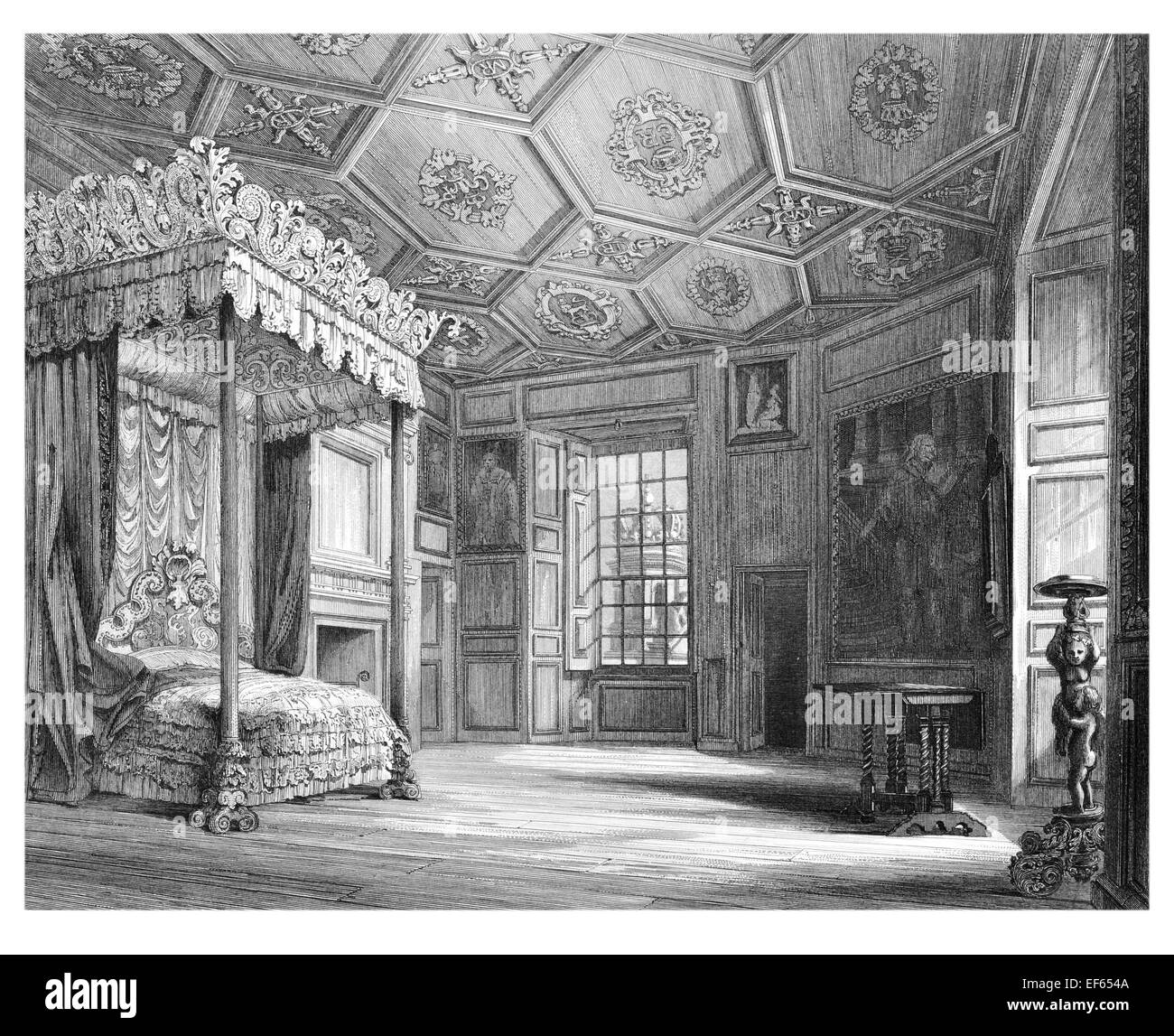1852 Queen Mary Mary's bed chamber Holyrood Palace Holyroodhouse Royal ...