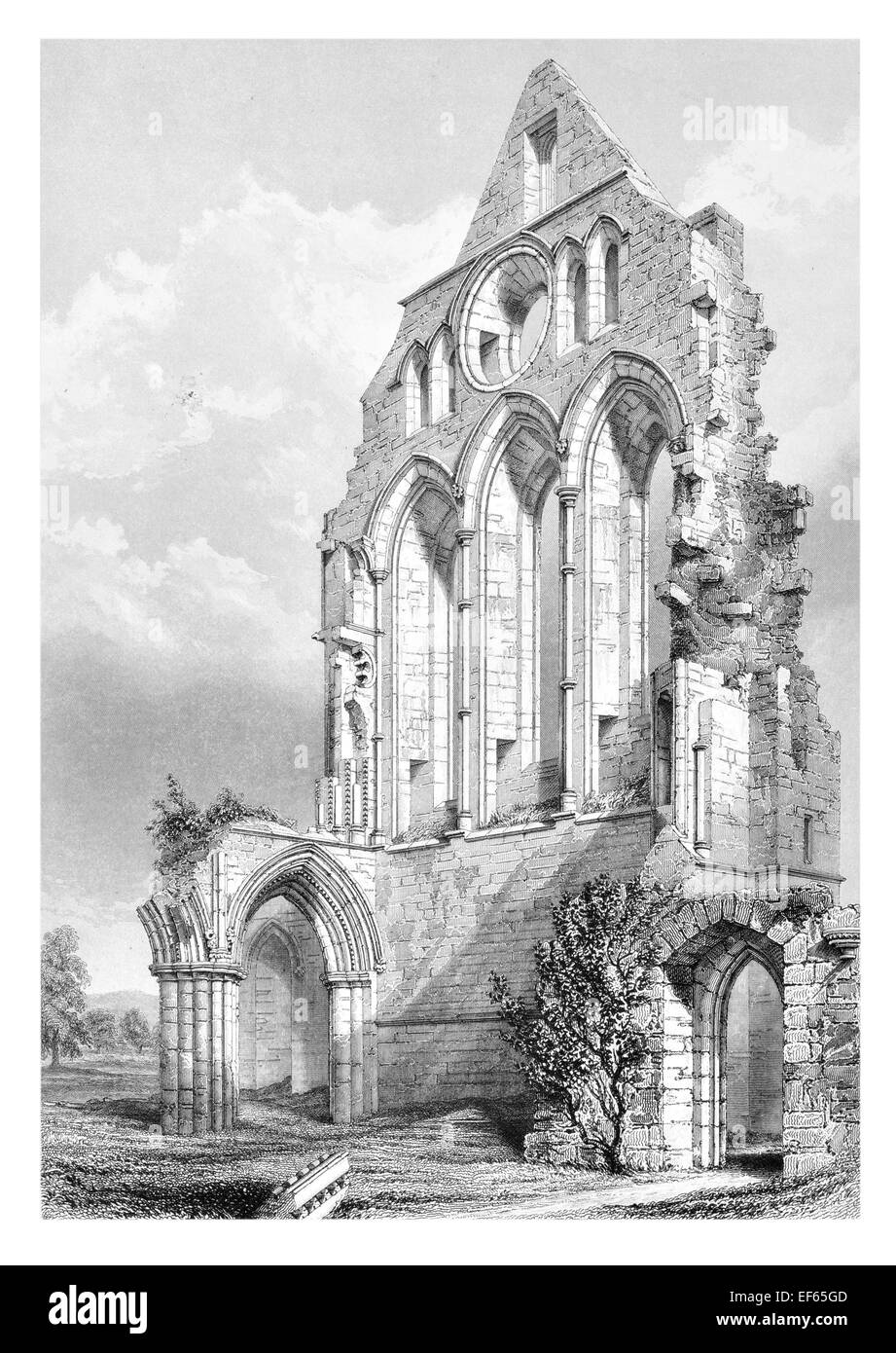 1852 Kilwinning ruined Abbey South Transept North Ayrshire  Tironensian Benedictine monastic community Stock Photo