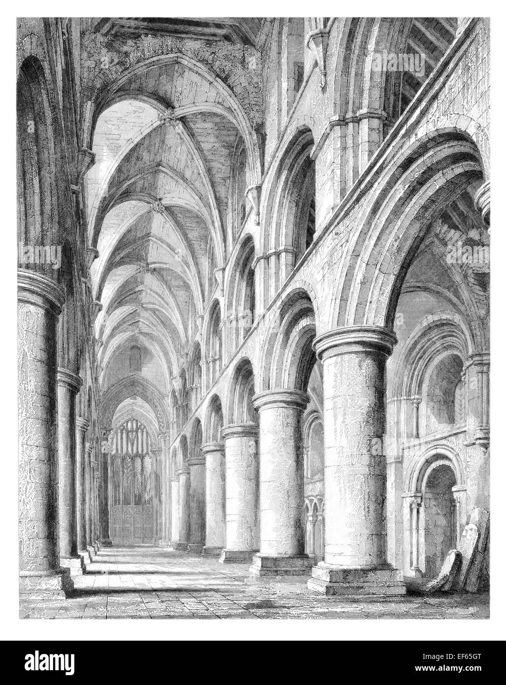 1852 Nave St. Magnus Kirkwall Cathedral Orkney Romanesque architecture Stock Photo