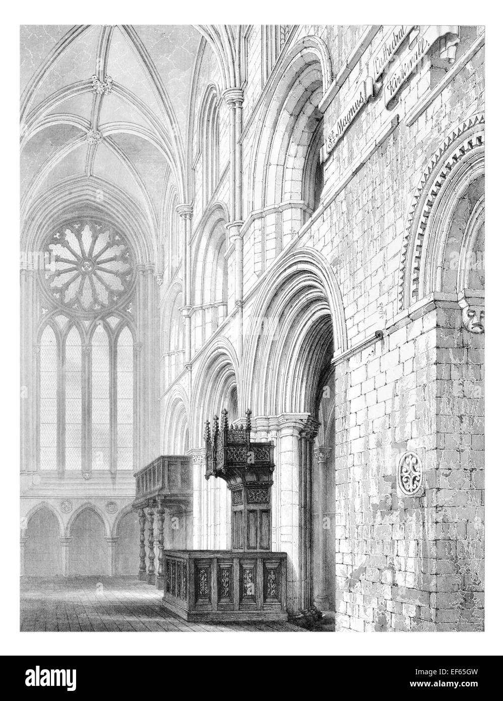 1852 choir St Magnus Kirkwall Cathedral Orkney Romanesque architecture Stock Photo
