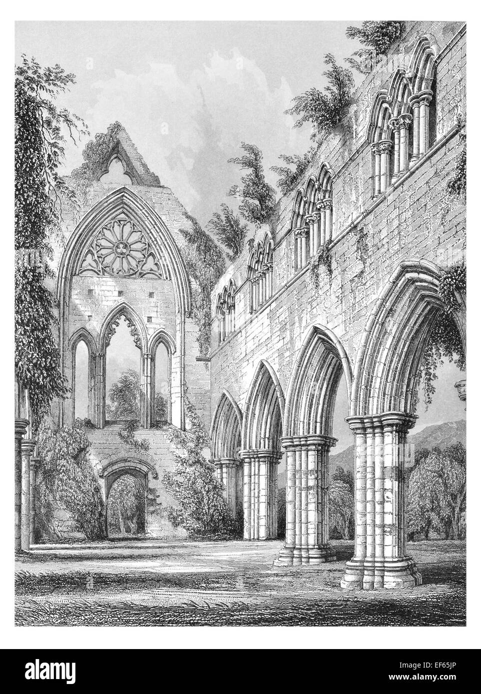 1852 Nave New Cistercian Sweetheart Abbey  Dumfries and Galloway ruin ruined Stock Photo