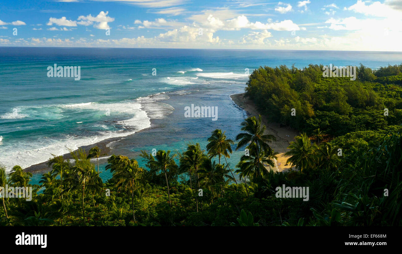 Ke'e Beach, Napali Coast, Haena, State Park, Kauai, Hawaii Stock Photo