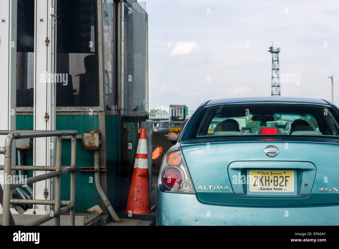 Car paying the toll on the New Jersey Turnpike in Secaucus, New Jersey, USA Stock Photo