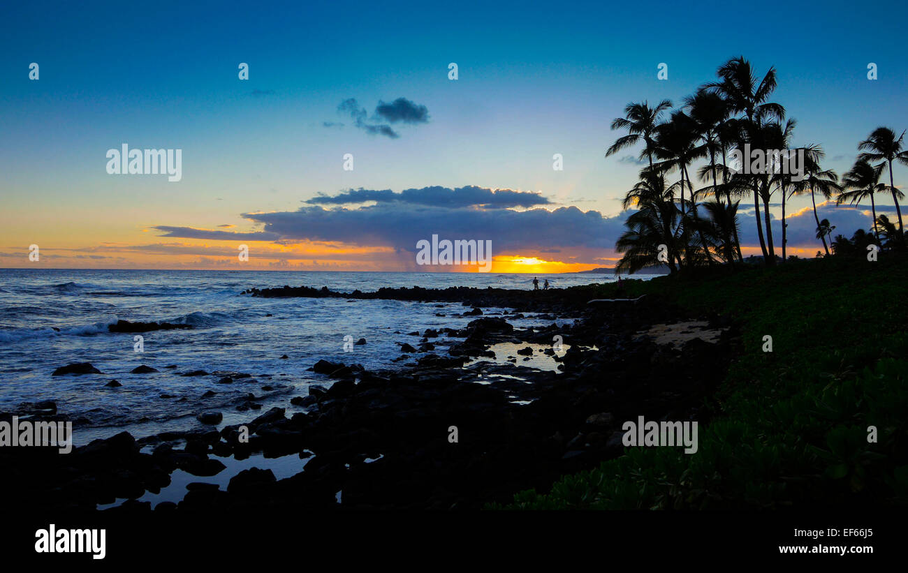 Sunset, Poipu, Kauai, Hawaii Stock Photo Alamy