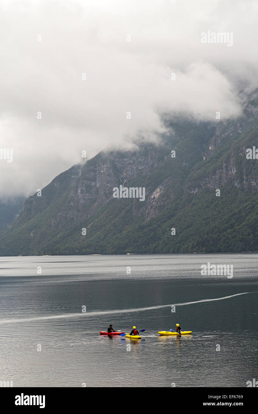 Kayaking on Lake Bohinj, Bohinjska, Slovenia Stock Photo