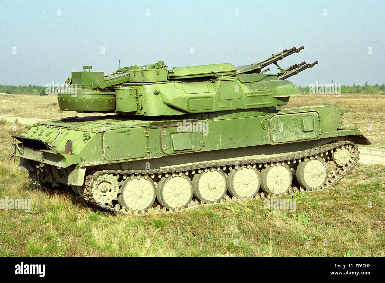 The ZSU234 "Shilka" is a lightly armored, selfpropelled, radar guided antiaircraft weapon